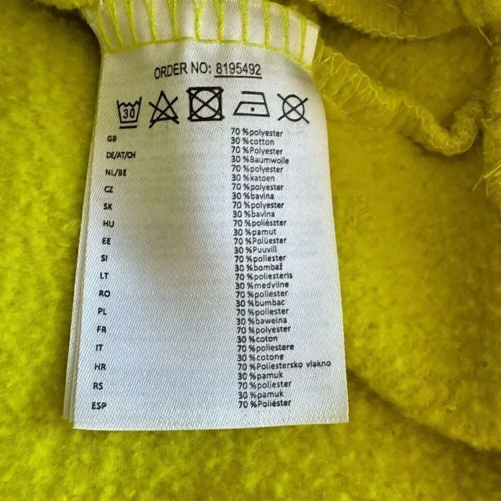 Dopodopo Neon Yellow Boys Cotton Blend Long Sleeves Hooded Sz S